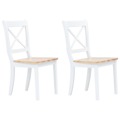 Cadeiras de Jantar 2 pcs Seringueira Maciça Castanho e Branco