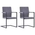 Cadeiras de Jantar 2pcs Cantilever Couro Artif. Cinzento-escuro