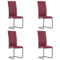 Cadeiras de Jantar 4 pcs Couro Artificial Vermelho