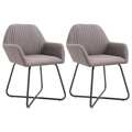 Cadeiras de Jantar 2 pcs Tecido Cinzento-acastanhado