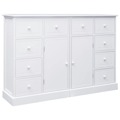 Aparador com 10 Gavetas 113x30x79 cm Madeira Branco
