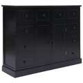 Aparador com 10 Gavetas 113x30x79 cm Madeira Preto
