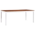 Mesa de Jantar 180x90x73 cm Madeira de Pinho Branco e Castanho