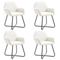Cadeiras de Jantar 4 pcs Tecido Cor Creme
