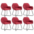 Cadeiras de Jantar 6 pcs Tecido Vermelho Tinto