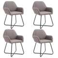 Cadeiras de Jantar 4 pcs Tecido Cinzento-acastanhado