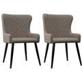 Cadeiras de Jantar 2 pcs Tecido Cinzento Acastanhado