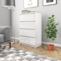 Aparador 70x40x97 cm Contraplacado Branco Brilhante