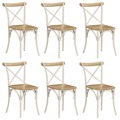 Cadeiras Costas em Cruz 6 pcs Madeira Maciça Branco