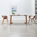 Cadeiras Jantar 2 pcs Madeira Curvada e Couro Artificial Creme