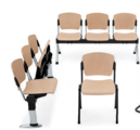 Cadeiras Auditório Viga 3 Lugares Rebatível Fixa em Faia Flou
