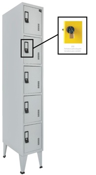 Cacifo Metálico Simples 5 Cacifos 1900x300x500 mm Cadeado