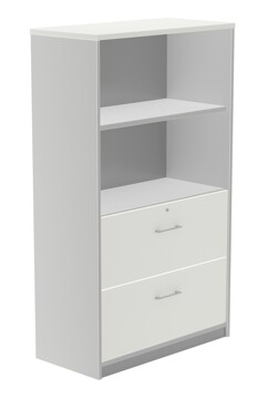 Armários Escritório 900x450x1560mm com Portas Cinza/branco