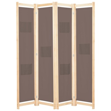 Divisória de Quarto com 4 Painéis 160x170x4 cm Tecido Castanho