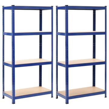 Prateleiras de Arrumação 2 pcs Azul 80x40x160 cm Aço e Mdf