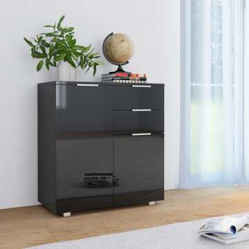 Aparador em Contraplacado 71x35x76 cm Preto Brilhante