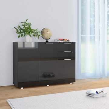 Aparador 107x35x76 cm Preto Brilhante