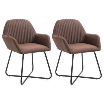 Cadeiras de Jantar 2 pcs Tecido Castanho