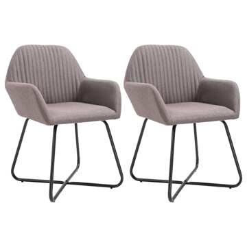 Cadeiras de Jantar 2 pcs Tecido Cinzento-acastanhado