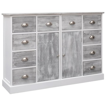Aparador com 10 Gavetas 113x30x79 cm Madeira Cinzento