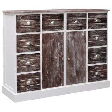 Aparador com 10 Gavetas 113x30x79 cm Madeira Castanho