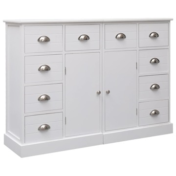 Aparador com 10 Gavetas 113x30x79 cm Madeira Branco