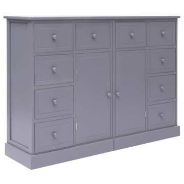 Aparador com 10 Gavetas 113x30x79 cm Madeira Cinzento