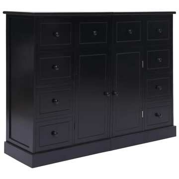 Aparador com 10 Gavetas 113x30x79 cm Madeira Preto