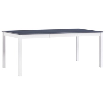 Mesa de Jantar 180x90x73 cm Madeira de Pinho Branco e Cinzento
