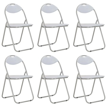 Cadeiras de Jantar Dobráveis 6 pcs Couro Artificial Branco