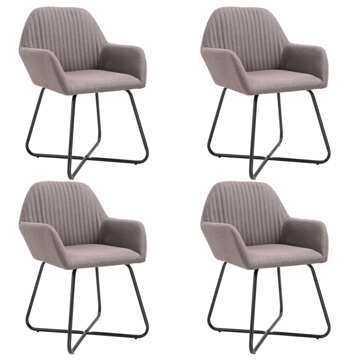 Cadeiras de Jantar 4 pcs Tecido Cinzento-acastanhado