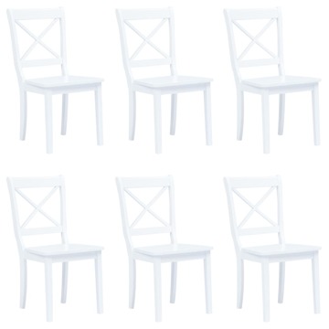 Cadeiras de Jantar 6 pcs Seringueira Maciça Branco
