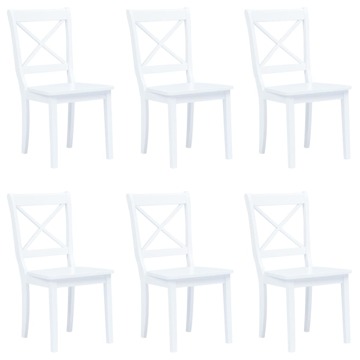 Cadeiras de Jantar 6 pcs Seringueira Maciça Branco