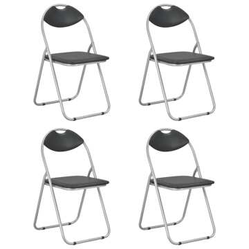 Cadeiras de Jantar Dobráveis 4 pcs Couro Artificial Preto