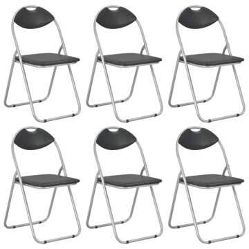 Cadeiras de Jantar Dobráveis 6 pcs Couro Artificial Preto