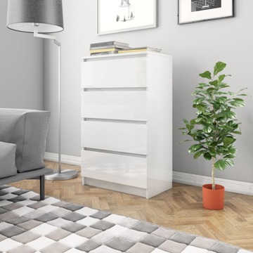 Aparador 70x40x97 cm Contraplacado Branco Brilhante
