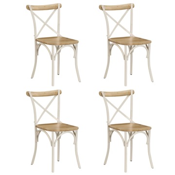 Cadeiras Costas em Cruz 4 pcs Madeira Maciça Branco