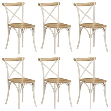Cadeiras Costas em Cruz 6 pcs Madeira Maciça Branco