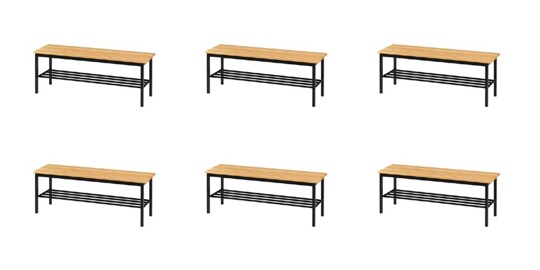 Pack 6 Bancos Corridos 1200x400x450mm 622 ( Balneário )